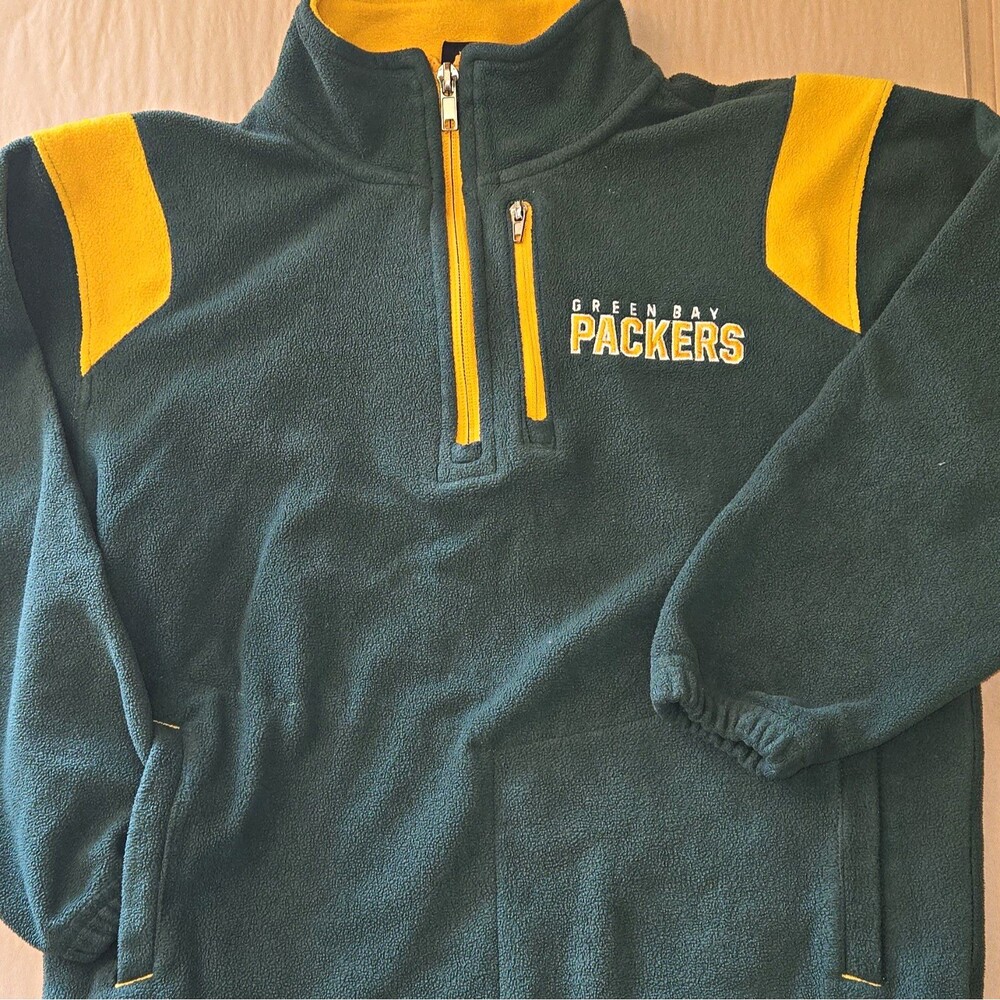 NFL Team Apparel NFL Green Bay Packers Kids Fleece 1/4 Zip Sweatshirt Green sz M